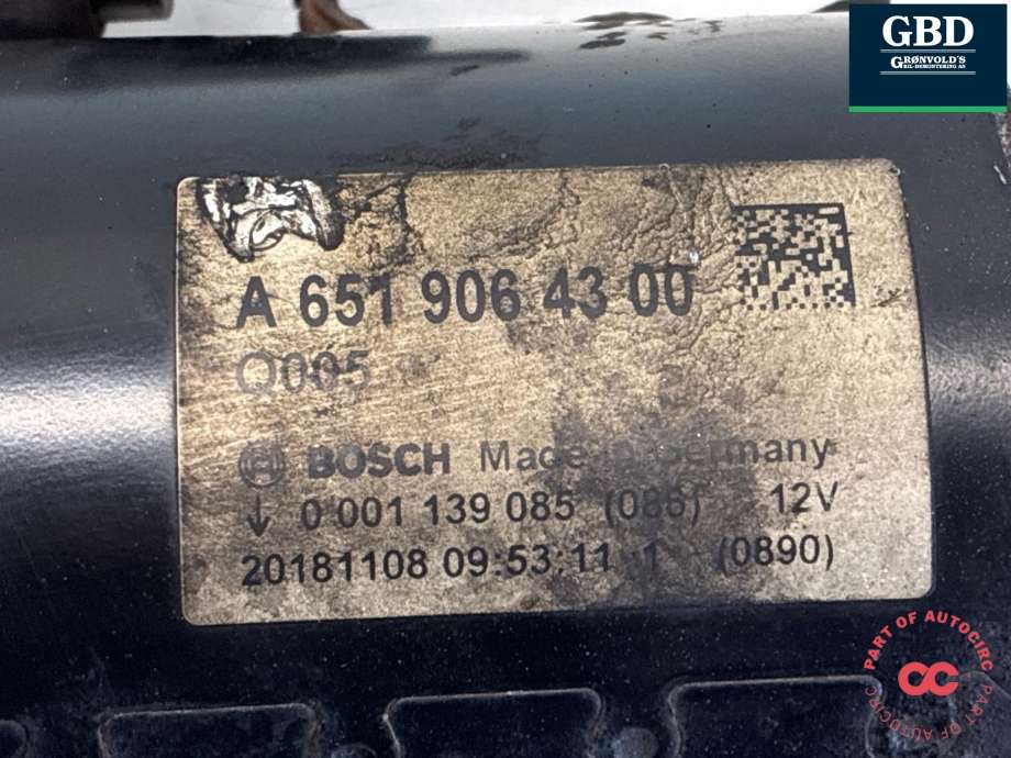 Starter diesel til Mercedes Sprinter 2018-->> (907/910) (907/910) (BOSCH|A 651 906 43 00|)