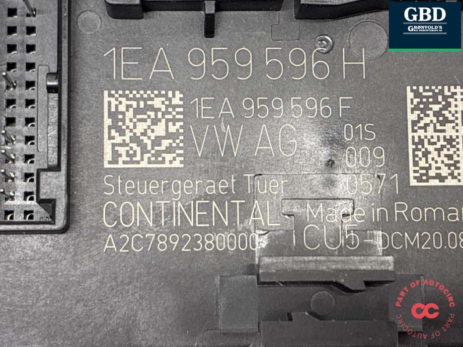 Styreenhet dør høyre bak til VW ID.4 2020-->> (CONTINENTAL|1EA 959 596 H|1EA 959 596 F|A2C7892380000)