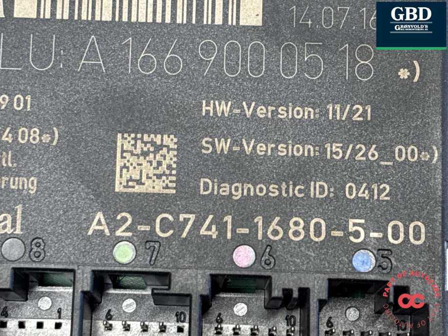 Styreenhet dør høyre foran til Mercedes B-Klasse, electric drive 2014-2018 (W242) (W242) (A 166 900 05 18|)