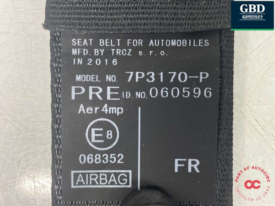 Sikkerhetsbelte foran høyre til Toyota Auris 2015-2019 (Type II, Fase 2)  (7321002650C0|7P3170-P|060596)
