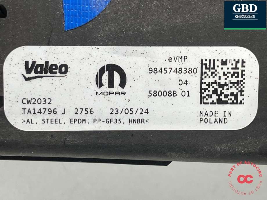 Aircondition diverse til Citroën Berlingo 2019-->> (Type III)  (VALEO|98 457 483 80|TA14796|)