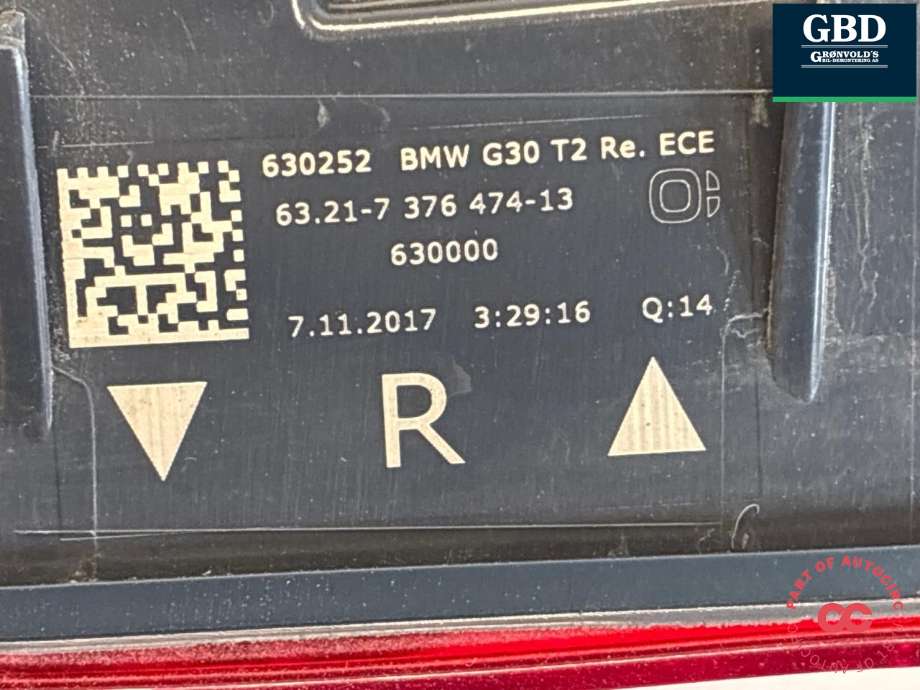 Baklykt høyre indre til BMW 5-Serie 2017-->> (G30/G31) (G30/G31) (63 21 7 376 474|)
