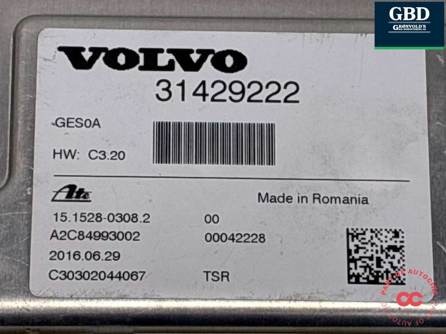 Styreenhet nivå/luftfjæring til Volvo XC90 2015-2025 (Type II) (31658344|)