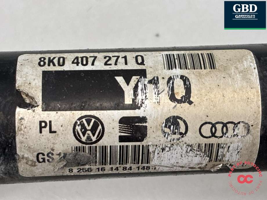 Drivaksel venstre foran, diesel/automat til Audi A4, Allroad 2009-2016 (Type I) (B8) (B8) (8K0 407 271 AJ|8K0 407 451 LX|)