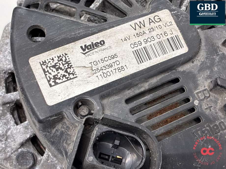 Dynamo diesel til Audi A4, Allroad 2009-2016 (Type I) (B8) (B8) (059 903 019 C|059 903 016 J|059 903 016 JX)