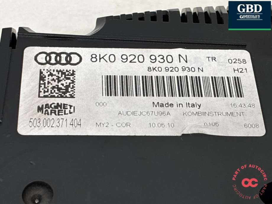 Instrumentpanel til Audi A4, Allroad 2009-2016 (Type I) (B8) (B8) (8K0 920 930 N|8K0 920 930 NX|)