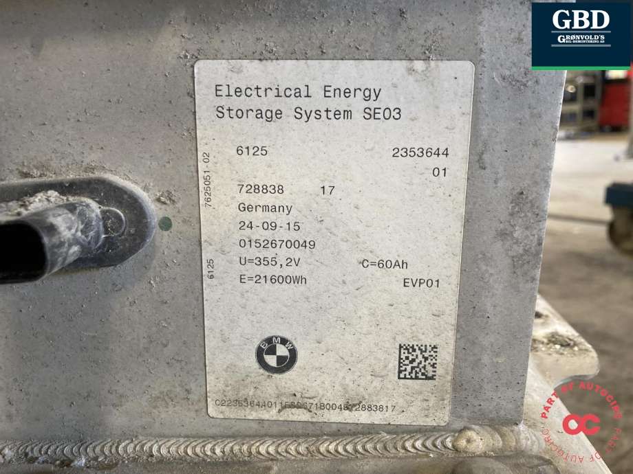 Batteripakke elbil til BMW i3 2013-2022  (61 27 7 625 066|6125 2353644-01|)