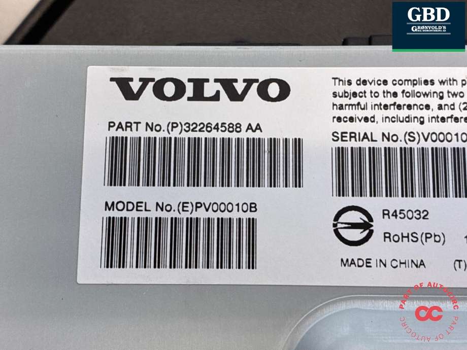 Bilstereo forsterker til Volvo V90 / V90 CC / S90 2016-->>  (36011716|32264588|)