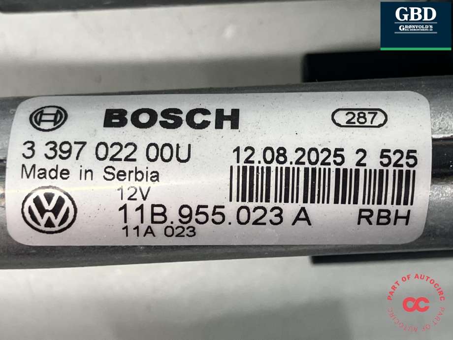 Viskermotor frontrute komplett m/overføring til VW ID.4 2020-->>  (BOSCH|11B 955 023 A|11B 955 119 A| 1 397 225 03V| 3 397 022 00U)
