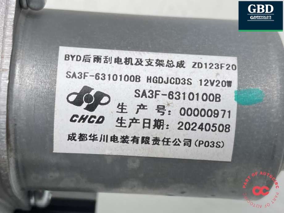 Viskermotor bakrute til BYD Seal 2022-->>  (14220347-00|SA3F-6310100B|20240508)