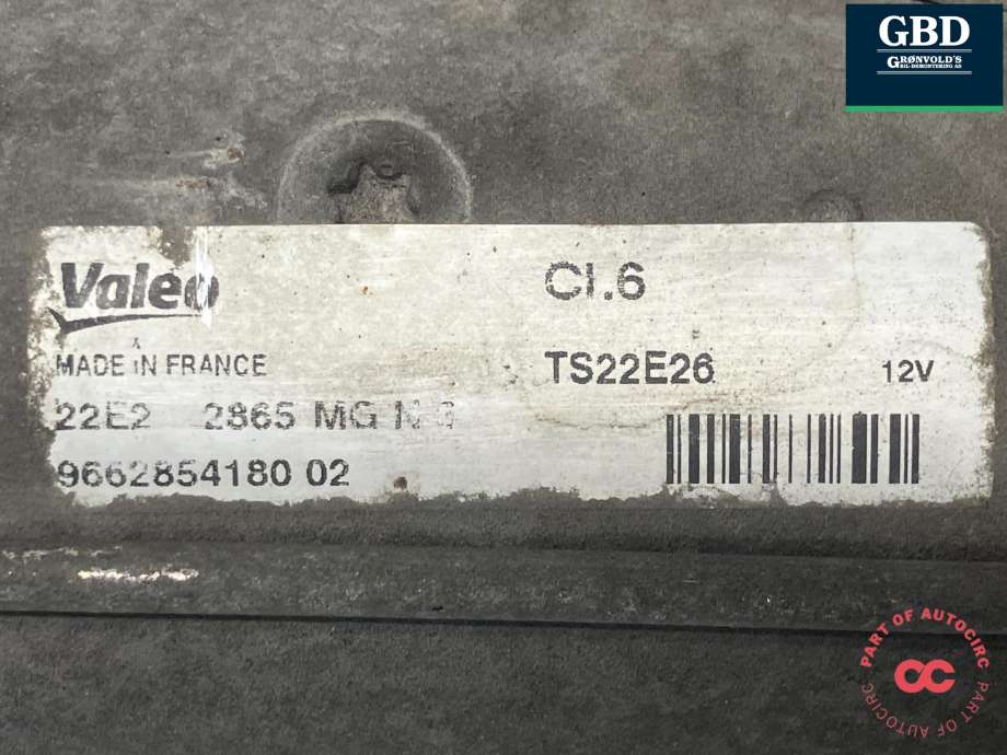 Starter diesel til Citroën Berlingo 2008-2015 (Type II, Fase 1)  (VALEO|5802 AE|96 628 541 80|TS22E26)