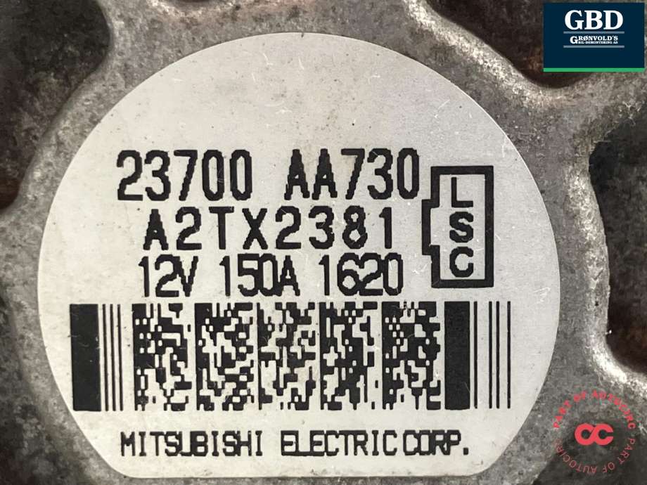 Dynamo diesel til Subaru Forester 2008-2013 (Type III) (MITSUBISHI|23700AA730|A2TX2381|)