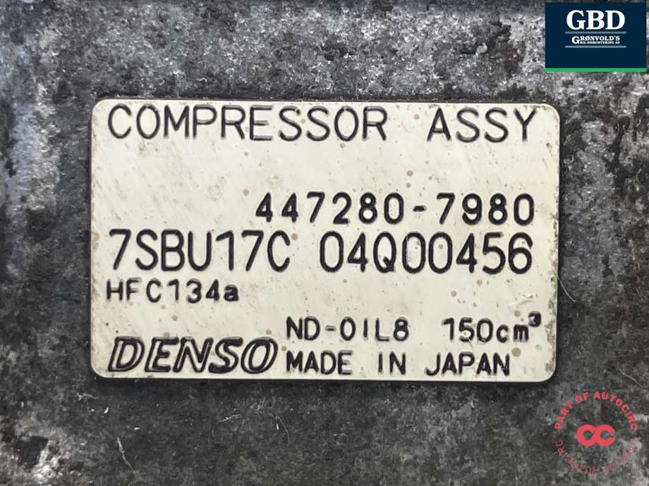 Aircondition kompressor til Mercedes Sprinter 2013-2018 (Fase 2) (906) (906) (DENSO|A 003 230 90 11|447280-7980|447160-7070)