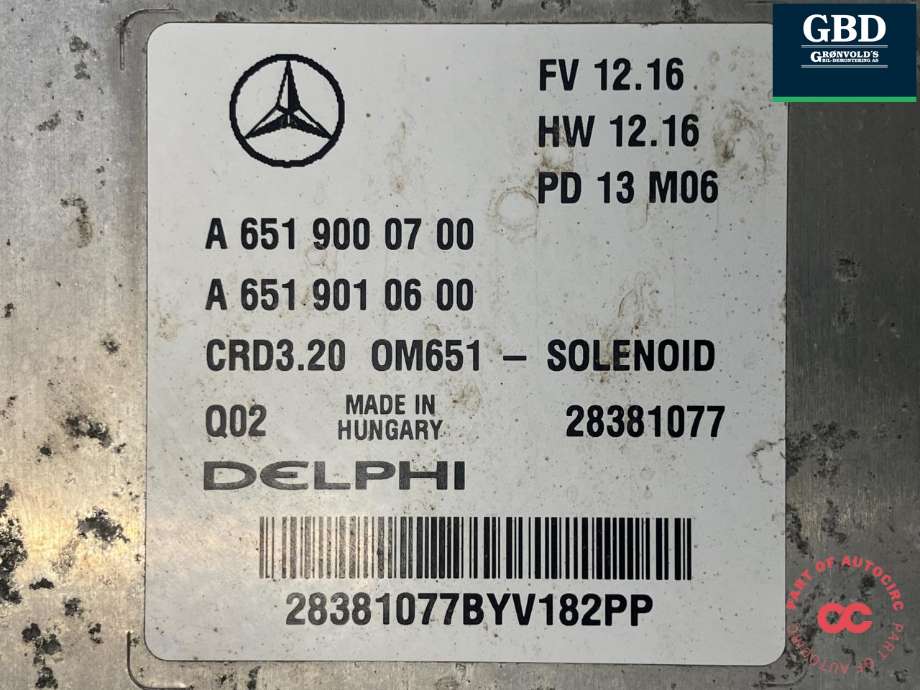 Styreenhet motor til Mercedes Sprinter 2013-2018 (Fase 2) (906) (906) (DELPHI|A 651 900 32 03|A 651 900 07 00|A 651 901 06 00| 28381077)