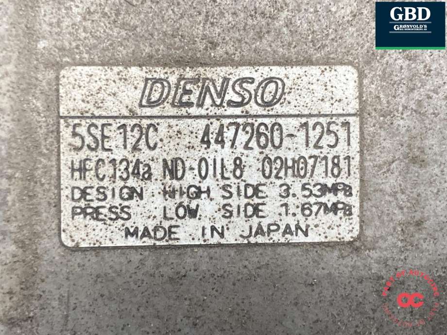 Aircondition kompressor til Toyota RAV4 2006-2009 (Type III, Fase 1)  (8831042250|447260-1251|)