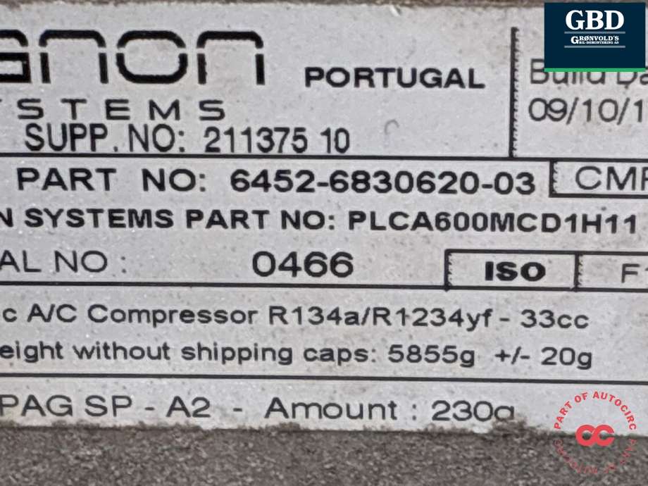 Aircondition kompressor elbil til BMW i3 2013-2022 (64 52 9 496 107|6452-6830620-03|)