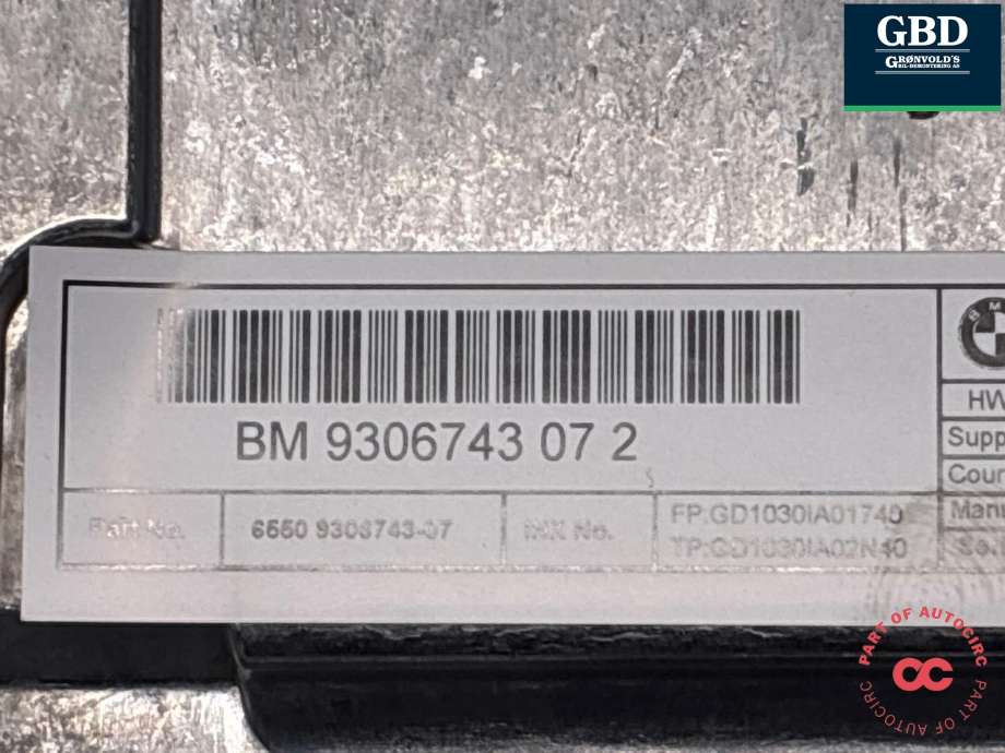 Bilstereo navigasjon skjerm til BMW i3 2013-2022  (65 50 9 306 743|9306743 07 2|)