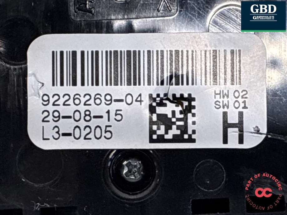 Bryter ruteheis førerdørspanel til BMW i3 2013-2022  (61 31 9 362 126|9226269-04|)