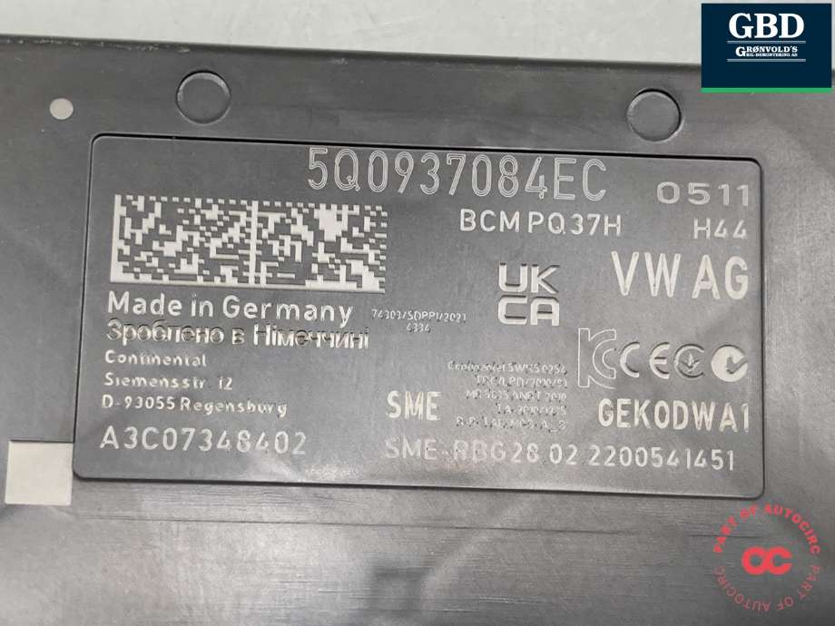 Styreenhet comfort (BCM) til Škoda Superb 2015-->> (Type III) (5Q0 937 084 EC|)