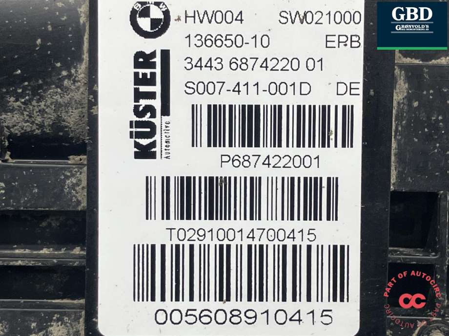 Håndbrekk/parkbrems elektrisk, fra bakstilling til BMW X5 2013-2018 (F15) (F15) (34 43 6 874 220|136650-10|P687422001)