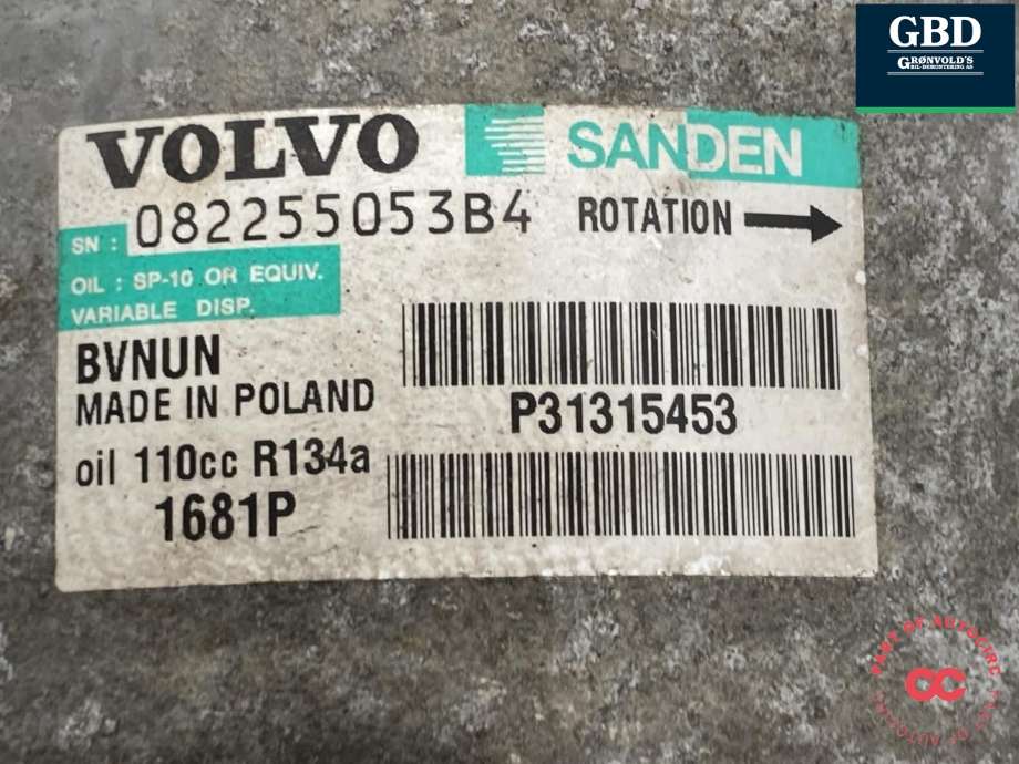 Aircondition kompressor til Volvo V70 2007-2013 (Type III, Fase 1) (36001462|082255053B4|)
