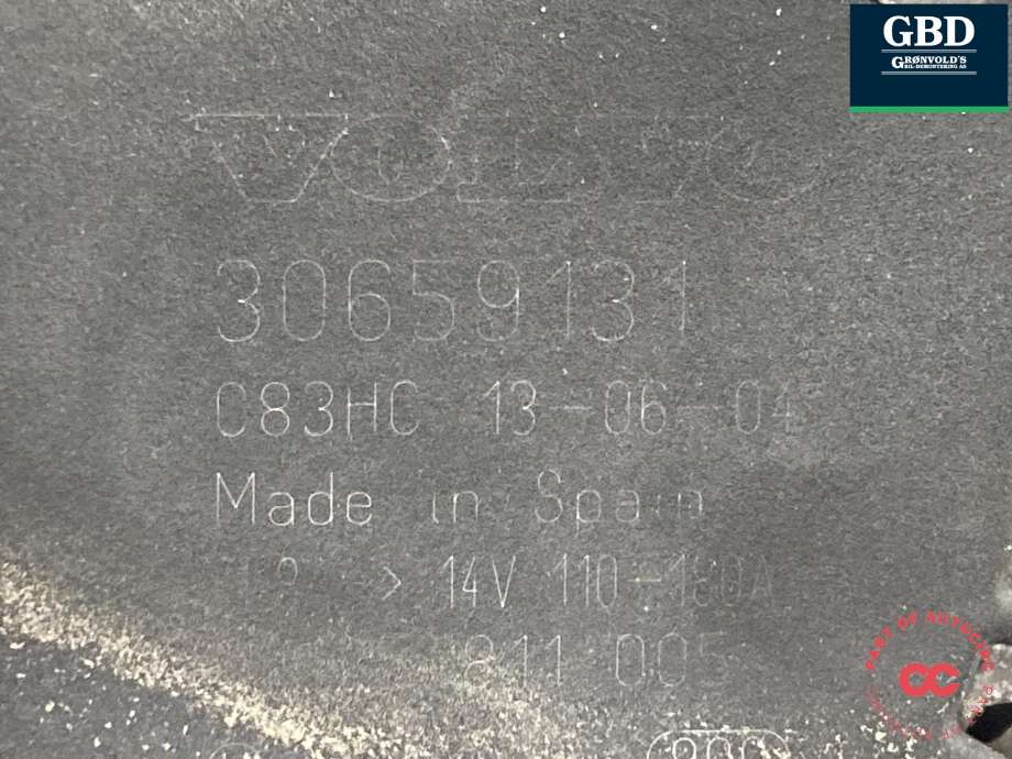 Dynamo diesel til Volvo V70 2007-2013 (Type III, Fase 1)  (36012619|30659131|)