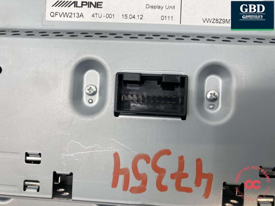 Bilstereo navigasjon skjerm til VW Touareg 2010-2018 (Type II)  (7P6 919 603|7P6 919 603  X|)