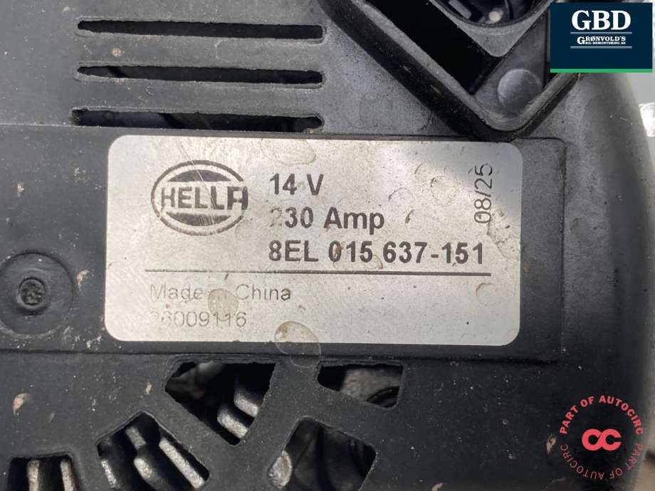 Dynamo diesel til VW Touareg 2010-2018 (Type II) (HELLA|059 903 023 L|059 903 023 LX|8EL 015 637-151)