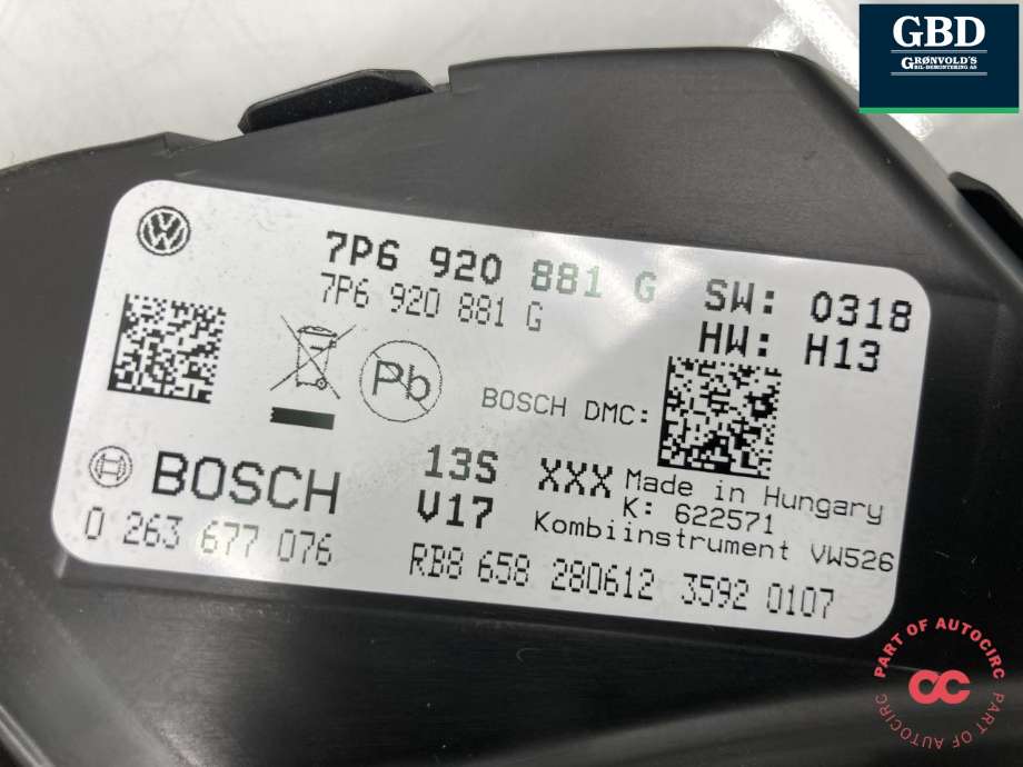 Instrumentpanel til VW Touareg 2010-2018 (Type II) (7P6 920 881 G|7P6 920 881 GX|)