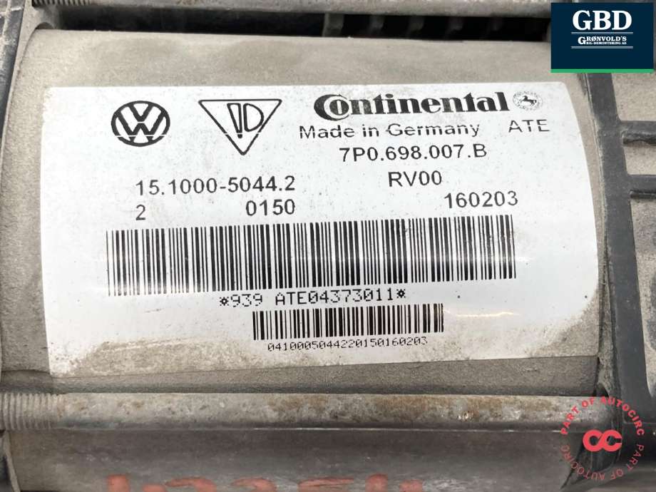 Kompressor nivå/luft til VW Touareg 2010-2018 (Type II) (7P0 698 007 E|7P0 698 007 B|)