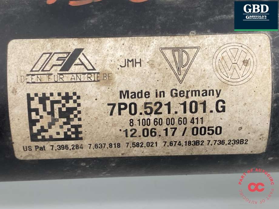 Mellomaksel fremre til VW Touareg 2010-2018 (Type II)  (7P0 521 101 N|7P0 521 101 K|7P0 521 101 G)
