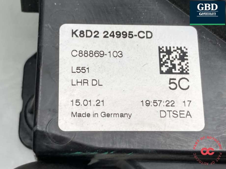 Låsekasse venstre bak til Land Rover Range Rover, Evoque 2019-->> (Type II)  (LR070432|GX6A26413CB|K8D2 24995-CD)