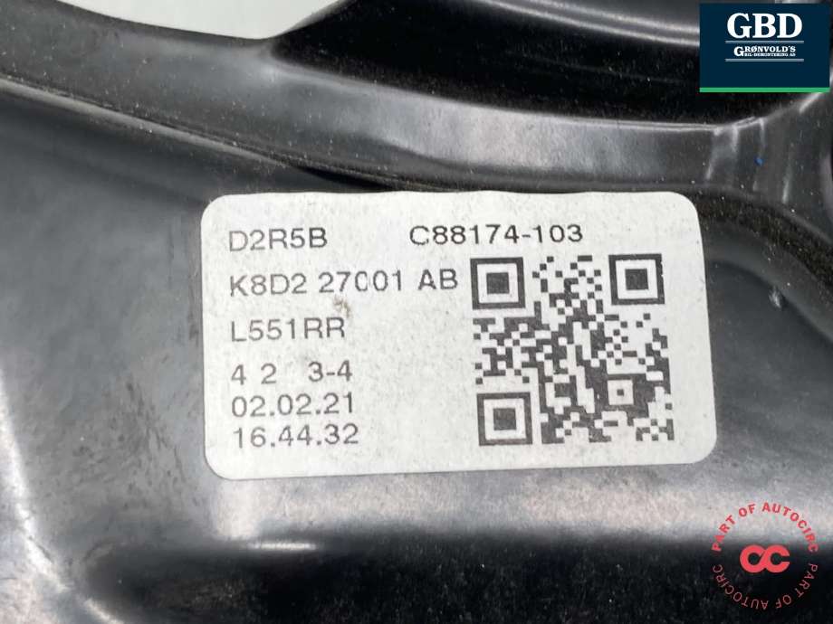Ruteheis venstre bak til Land Rover Range Rover, Evoque 2019-->> (Type II)  (LR114598|K8D227001AC|K8D227001AB)