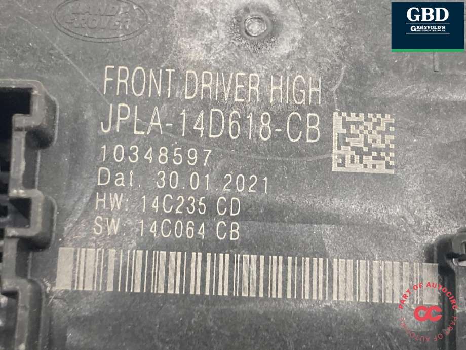 Styreenhet dør venstre foran til Land Rover Range Rover, Evoque 2019-->> (Type II)  (LR117888|JPLA14D618CB|)