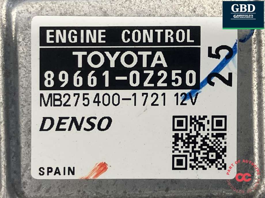 Styreenhet motor til Toyota Auris 2010-2012 (Type I, Fase 2)  (DENSO|896610Z250|89661-0Z250|MB275400-1721)