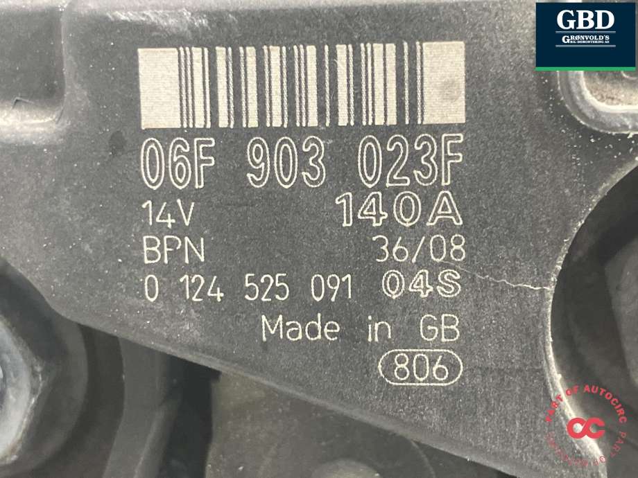 Dynamo diesel til VW Tiguan 2007-2011 (Type I, Fase 1)  (BOSCH|06F 903 023 F|06F 903 023 FX|0 124 525 091)