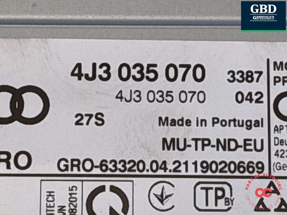 Bilstereo navigasjon spiller til Audi e-tron GT 2021-->> (4J3 035 070 J|4J3 035 070 A|)