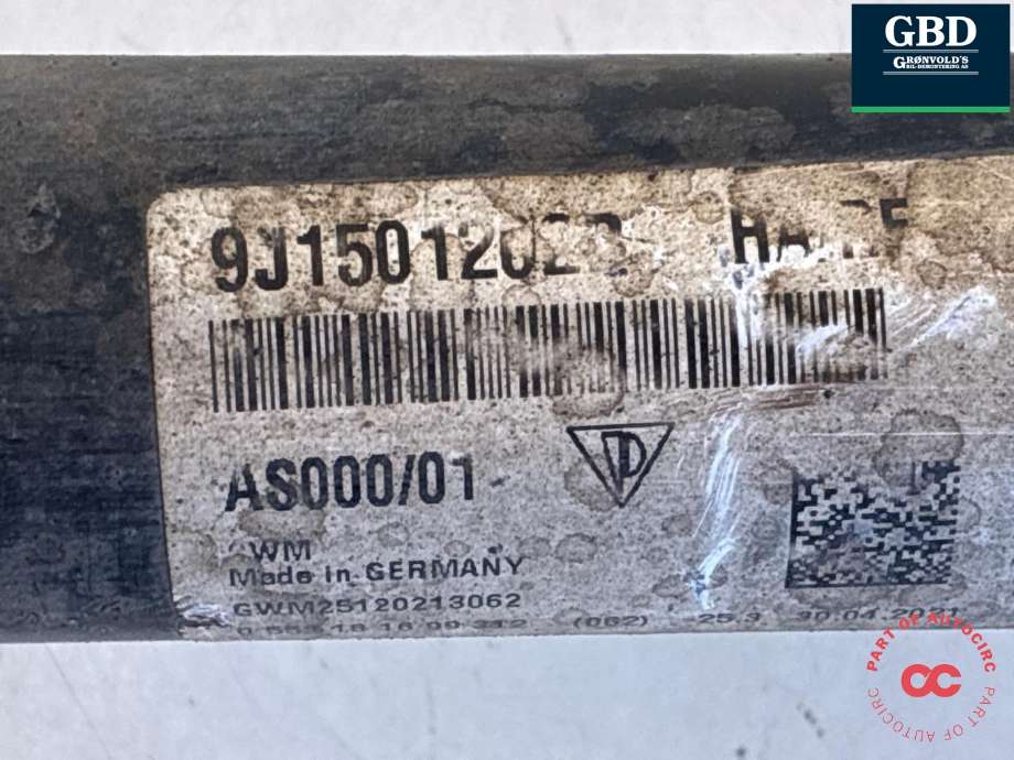 Drivaksel høyre bak, elbil til Audi e-tron GT 2021-->> (9J1 501 202 F|9J1 501 202 B|)