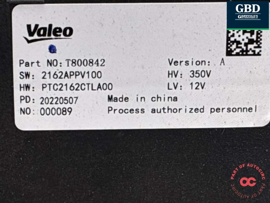 Varmeapparat PTC-heater til Voyah Free 2021-->>  (924001002|T800842|2162APPV100)