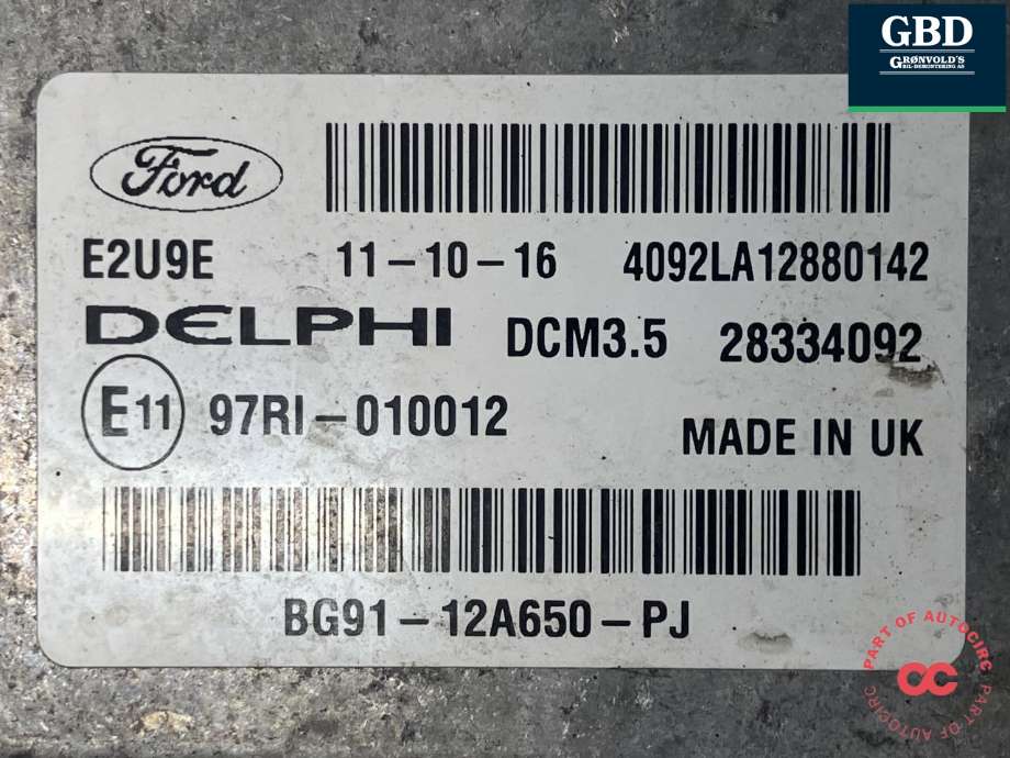 Styreenhet motor til Ford S-Max 2010-2015 (Type I, Fase 2)  (DELPHI|1802711|BG91-12A650-PJ|28334092)