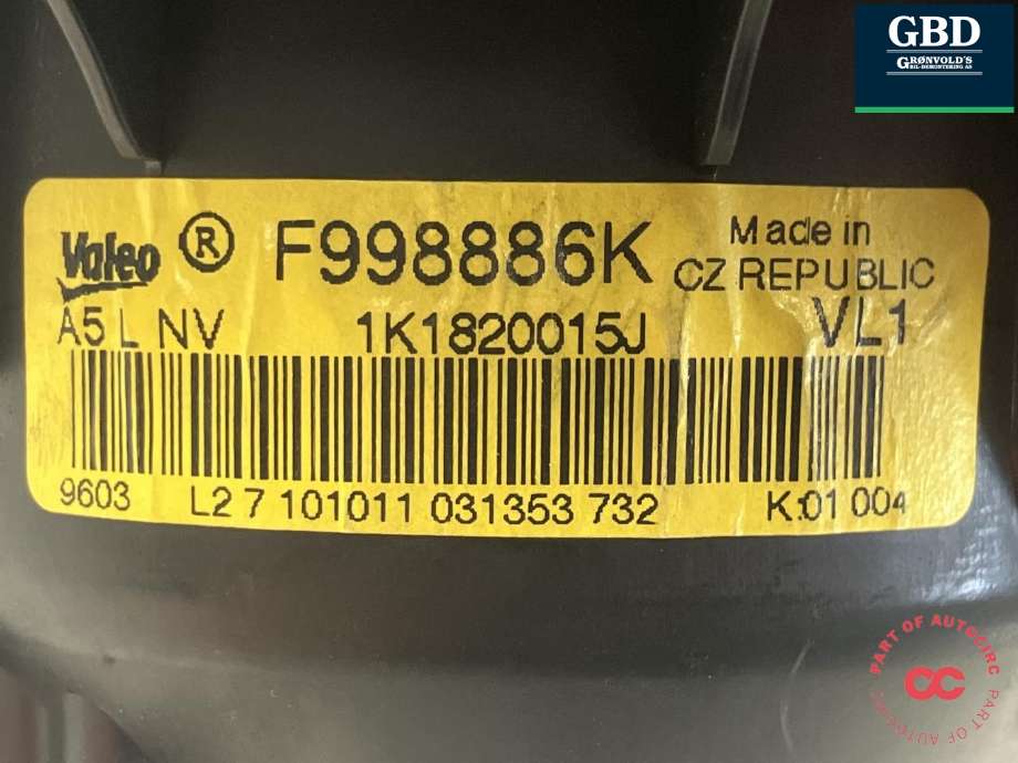 Varmeapparat motor til VW Golf VI 2008-2012  (VALEO|1K1 820 021|1K1 820 015 J|3C0 907 521 F)