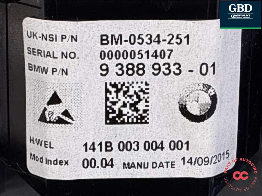 Instrumentpanel til BMW i3 2013-2022 (62 10 5 A08 590|9388933-01|)