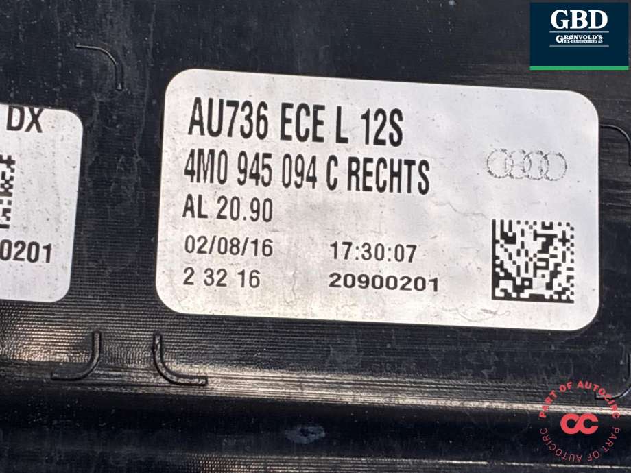 Baklykt høyre til Audi Q7 2015-->> (Type II) (4M0 945 094 K|4M0 945 094 C|)