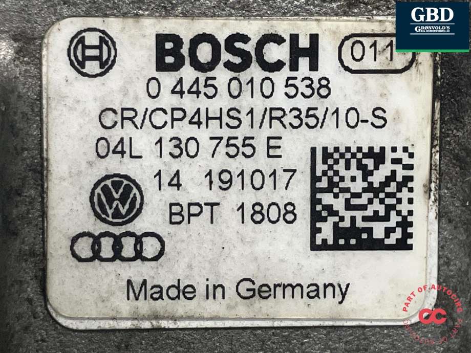 Dieselpumpe til VW Tiguan 2016-2020 (Type II, Fase 1) (BOSCH|04L 130 755 E|0 445 010 538|)