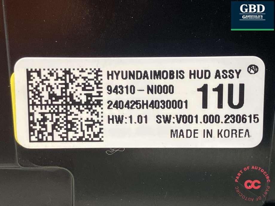 Instrument head-up display (HUD) til Hyundai Ioniq 5 2021-->>  (94310-NI000|)
