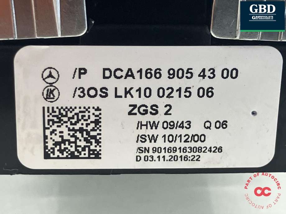 Bryter ruteheis førerdørspanel til Mercedes B-Klasse 2011-2018 (W246) (W246) (A 166 905 43 00|3OS LK10 0215 06|)