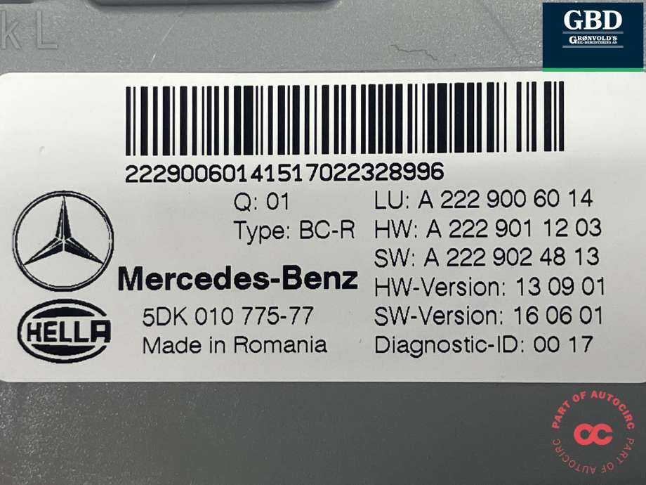 Styreenhet comfort (BCM) til Mercedes GLC 2015-2022 (X253) (X253) (HELLA||A 222 900 60 14|5DK 010 775-77)