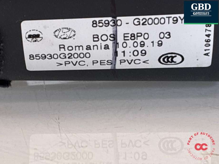 Bagasjerom rollon til Hyundai Ioniq Electric 2019-->> (Fase 2)  (85930G 2000|)