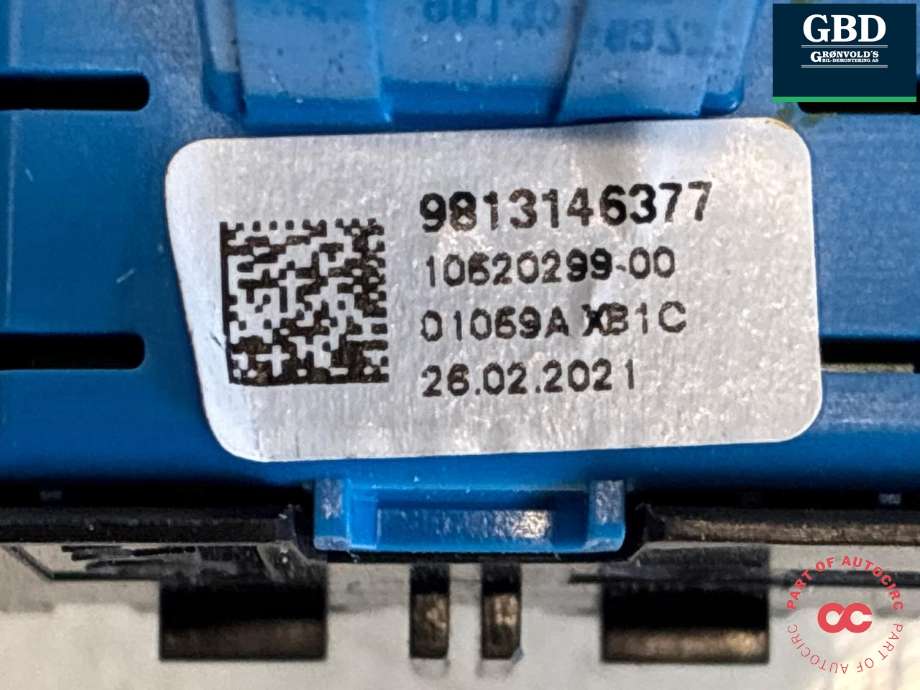 Bryter elektrisk håndbrekk/parkbrems til Opel Combo E 2019-->> (98 131 463 77|)