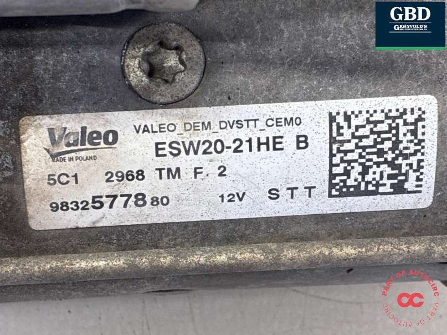 Starter diesel til Opel Combo E 2019-->>  (98 252 330 80|98 325 778 80|)